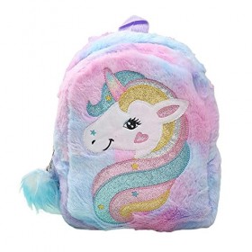 Ynredee Sac à Dos Licorne pour Enfants,Adorable sac à dos licorne en peluche, mini sac à dos pour filles et femmes, en peluch