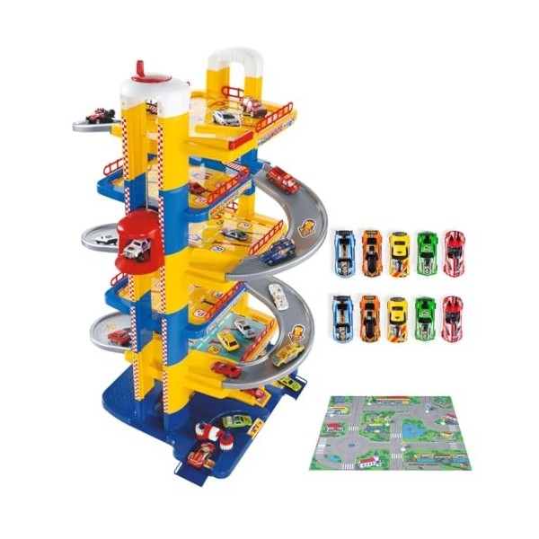 MOLTO | 6 étages Parking pour Les Enfants avec Garage, rampes, Linge, Ascenseur, Station-Service et Zone ennuyeuse | Toys édu