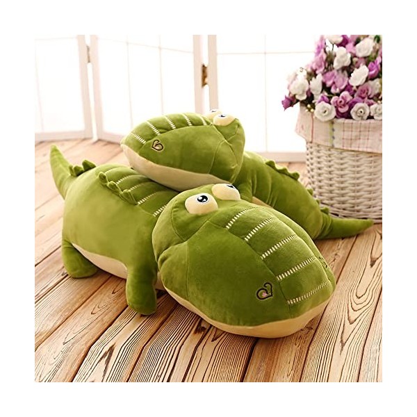 Peluche Crocodile, 60cm Couché en Peluche Crocodile Vert Crocodile Oreiller en Peluche Jouet Poupée Grand Crocodile en Peluch