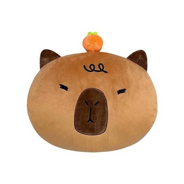 Oreiller en peluche tête de Capybara joufflu de 41,9 cm, poupée câline super douce, animaux en peluche ronds à câliner en for