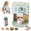 DAJASD Machine à café Enfants, Machine à café Expresso en Bois 9PCS, Machine à café en Bois pour la Cuisine des Enfants et Ac