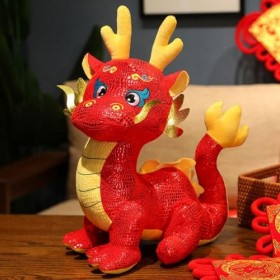 Vaguelly Année du Dragon en Peluche 2024 Animal en Peluche Dragon 20 Cm Ornement De Poupée De Mascotte du Zodiaque Chinois po