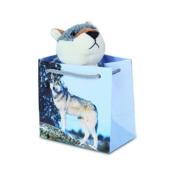 IMPEXIT Peluche Loup dans Pochette Cadeau 9/8/6cm