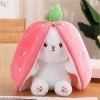 fanelod Pâques en Peluche aux Fraises,Poupée en Peluche Lapin Fraise Pâques en Peluche | Oreiller réversible en Forme Lapin P