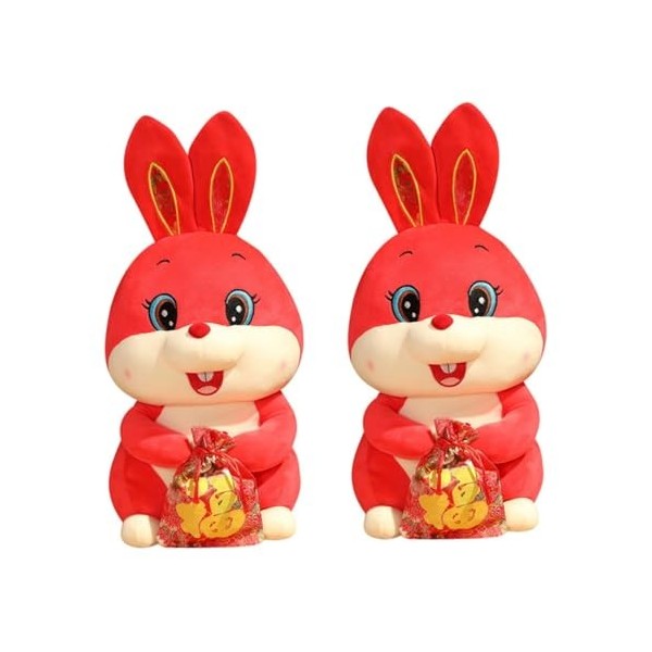 ERINGOGO 2023 Année du Lapin Poupée en Peluche Lapin en Peluche Bébé Poupée Jouet pour Enfants Décor Chinois Figurine en Pelu