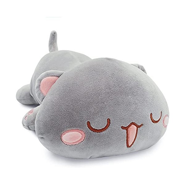 shownicer Oreiller en Peluche Chat, Animaux en Peluche, Kawaii Chaton Peluche Géante, Jouet Doux Animal Poupée, Coussin Câlin