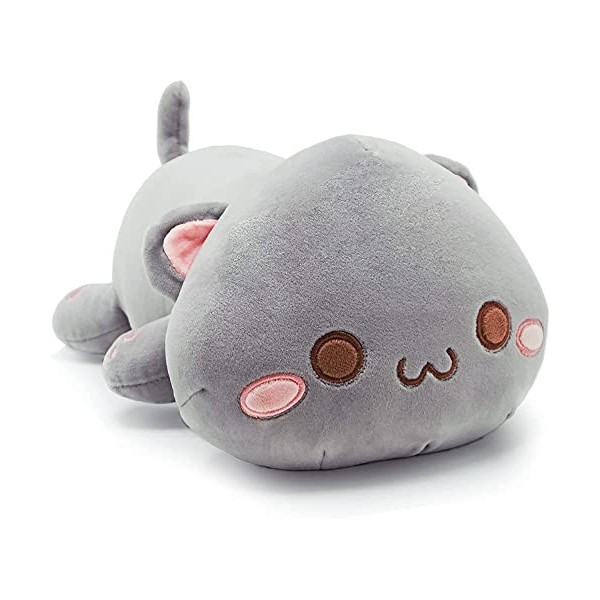 shownicer Oreiller en Peluche Chat, Animaux en Peluche, Kawaii Chaton Peluche Géante, Jouet Doux Animal Poupée, Coussin Câlin