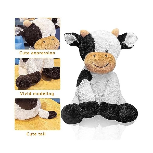 FENYW Peluche Vache, Peluche Vache, Peluche Vache, Peluche Kawaii Oreiller en Peluche Douce Poupée Jouet pour Enfants, Figuri