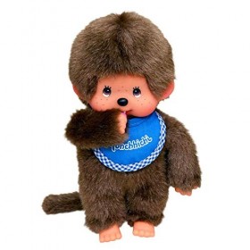 Sekiguchi Marron, 255040-Garçon Original Monchhichi, en Peluche, Bavoir Bleu, env. 20 cm, 255040