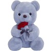 SNOWOLF Ours Peluche Ours Teddy Bear avec Rose, Mignon Juet en Peluche Oreiller Ours Cadeau de Poupée pour Enfants Garçons Fi