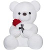 SNOWOLF Ours Peluche Ours Teddy Bear avec Rose, Mignon Juet en Peluche Oreiller Ours Cadeau de Poupée pour Enfants Garçons Fi