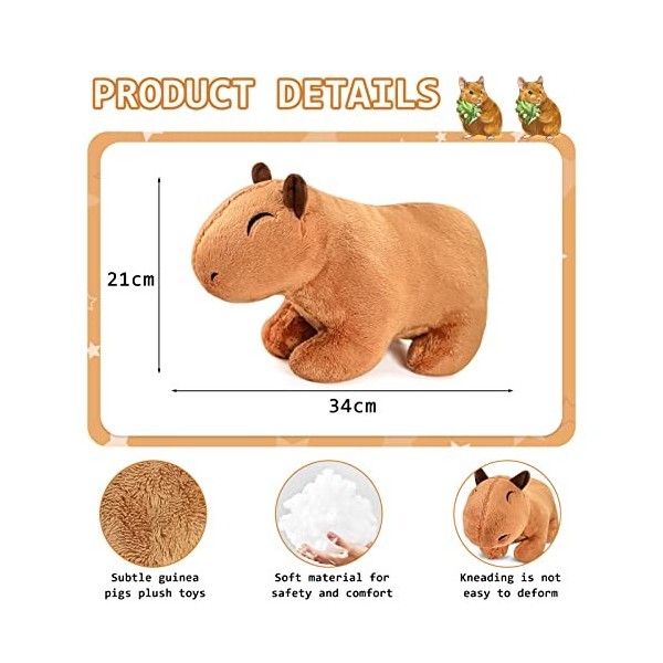 LIVESTN Poupée en Peluche Capybara,36cm Jouet en Peluche Capybara de Simulation,Mignons poupées en Peluche Capybara,weich und