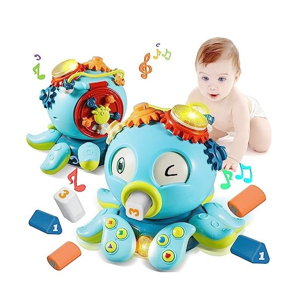 MOJINO Jouet Bebe 2 an, Cadeau Bebe Enfant Fille Garcon, Peluche Musical Jouets DÉveil à Partir, Trotteur Bébé Garçon, Rose