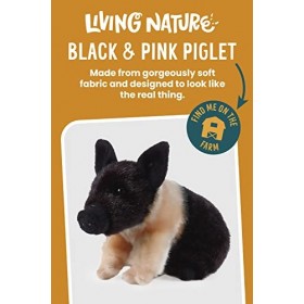 Living Nature Cochon Noir et Rose, Animal de la Ferme en Peluche Doux et Réaliste, Peluche Écologique Naturli, 17 cm