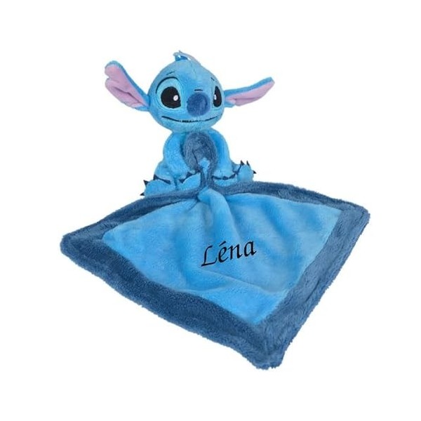 Doudou personnalisé Stitch bleu Peluche + mouchoir 40 cm