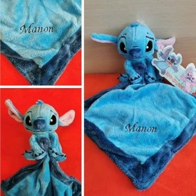 Doudou personnalisé Stitch bleu Peluche + mouchoir 40 cm