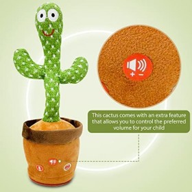 Avas Toys Contrôle du Volume Cactus Dansant - Enregistreur Vocal Jouets pour bébé - Cactus en Peluche Parlant et Chantant - 