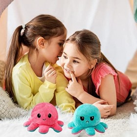 GeniusCells Peluche pieuvre réversible | Jolie poupée réversible en peluche douce pour enfants et adultes pour cadeau danniv