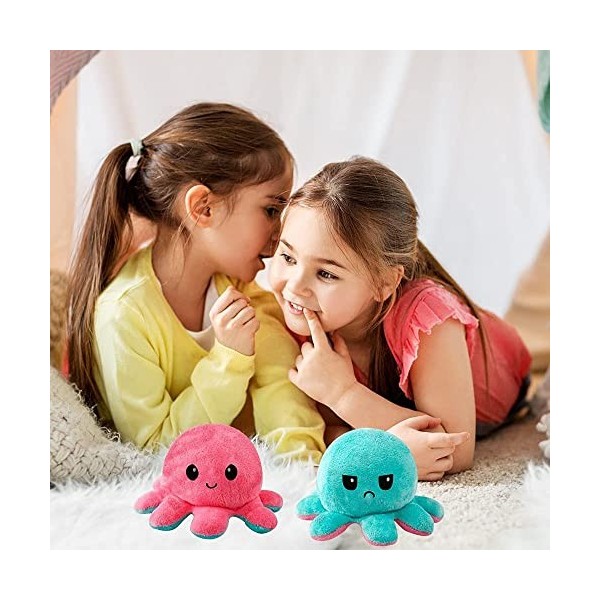 GeniusCells Peluche pieuvre réversible | Jolie poupée réversible en peluche douce pour enfants et adultes pour cadeau danniv