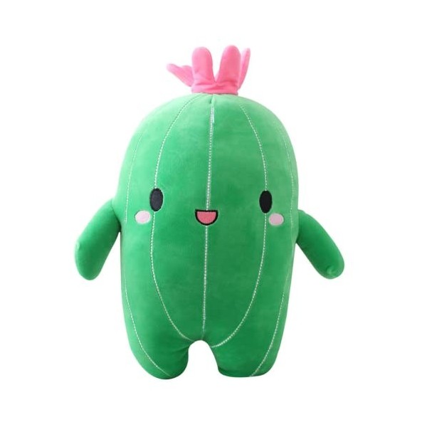 Cactus en peluche avec visage souriant - Oreiller en peluche super mignon et doux - Décoration créative - Cadeau danniversai