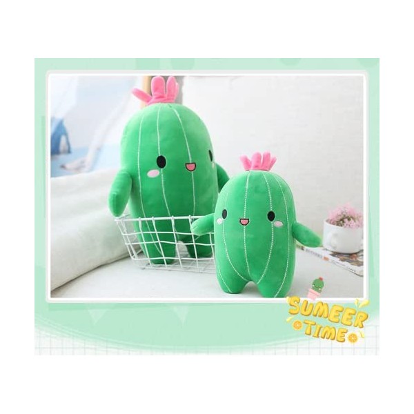 Cactus en peluche avec visage souriant - Oreiller en peluche super mignon et doux - Décoration créative - Cadeau danniversai