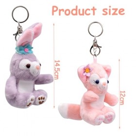 2 pièces Porte-clés en Peluche 12cm Lina-Bell Renard et lapin Poupée en Peluche avec Porte-clés，Pendentif Elfe pour Porte-clé