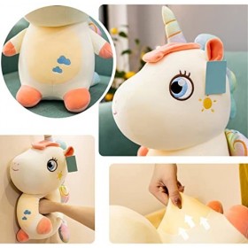 EXQULEG Licorne en peluche, coussin en peluche licorne, cadeau pour les enfants filles blanc, 30 cm 