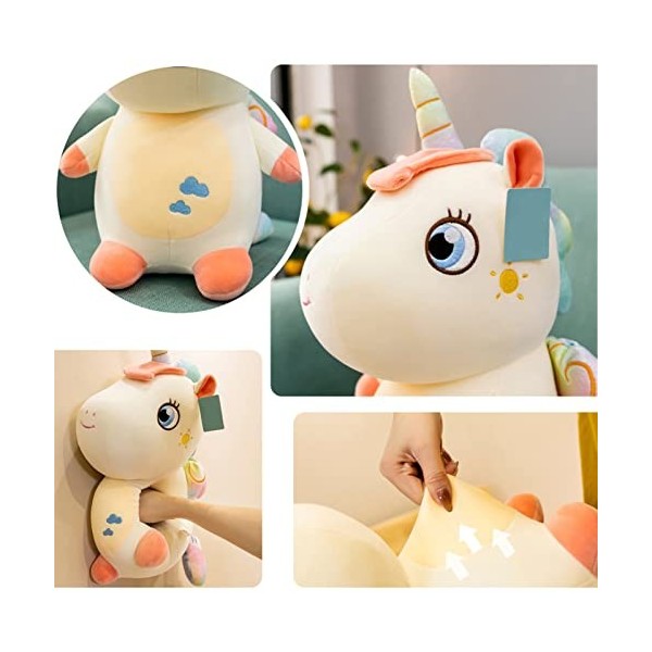 EXQULEG Licorne en peluche, coussin en peluche licorne, cadeau pour les enfants filles blanc, 30 cm 