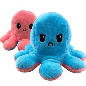 Plüschi Peluche pieuvre - XXL - Grande peluche réversible - 20 cm bleu clair et rose S 