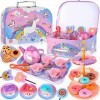 ENCOUN 48PCS Service à Thé pour Enfants, Service à Thé Jouets, Dînette Enfant Accessoire Jeux de Cuisine, Jouet de Cuisine Fa