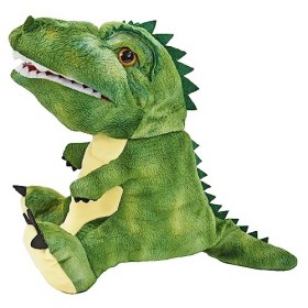 Kögler 90543-Marionnette à Main Dinosaure T-Rex en Vert, Figurine en Peluche denv. 30 cm pour Le Jeu de marionnettes, Les Sp