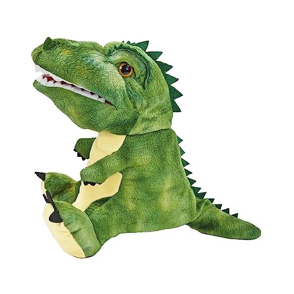 Kögler 90543-Marionnette à Main Dinosaure T-Rex en Vert, Figurine en Peluche denv. 30 cm pour Le Jeu de marionnettes, Les Sp
