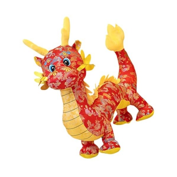 Ifundom Jouet De Dragon en Peluche 2024 Animal De Dragon en Peluche du Zodiaque Chinois Nouvel an Figurine De Dragon Rouge Po