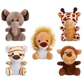 Gadpiparty 5 Pièces Mini Porte-Clés Animaux De La Jungle en Peluche Jouets Mignon Singe en Peluche Éléphant Lion Tigre Cerf J