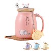 MengCat Tasse de chat,Tasse à café en céramique mignonne avec Lovely Kitty couvercle en Cuillère en acier inoxydable, Nouveau