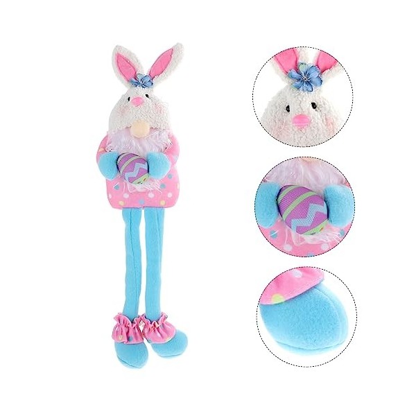 ERINGOGO 1Pc Lapin Ornement GNOME Table Signe Longue Jambe Lapin Jouets en Peluche Peluche GNOME Ornement Lapin Poupée Animau