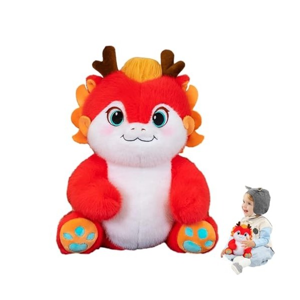 Neamou Jouet en Peluche Dragon Chinois, poupée en Peluche Dragon Chinois, Poupée du Zodiaque en Peluche Dragon 2024, Peluches