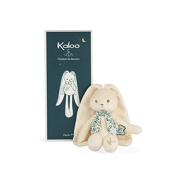 Kaloo - Lapinoo - Pantin Lapin - Peluche Bébé Bi-Matières Jersey et Tricot - 25 cm - Couleur Crème - Matières très Douces - B