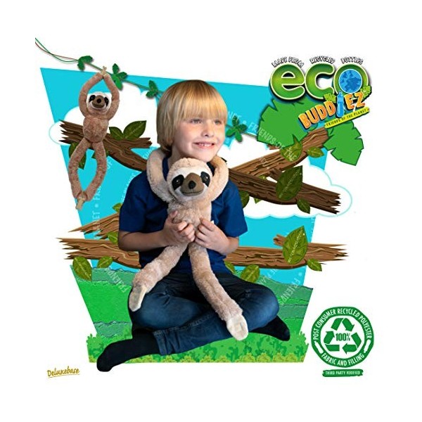 EcoBuddiez Tree Huggers - Paresseux de Deluxebase. Peluche bébé à Suspendre de 72 cm fabriquée en Bouteilles Plastique recycl
