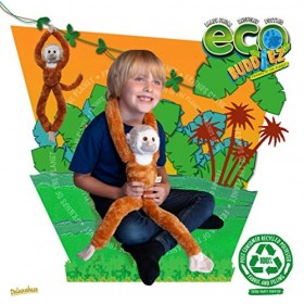 EcoBuddiez Tree Huggers - Singe-Écureuil Deluxebase. Peluche bébé à Suspendre de 72 cm fabriquée en Bouteilles Plastique recy