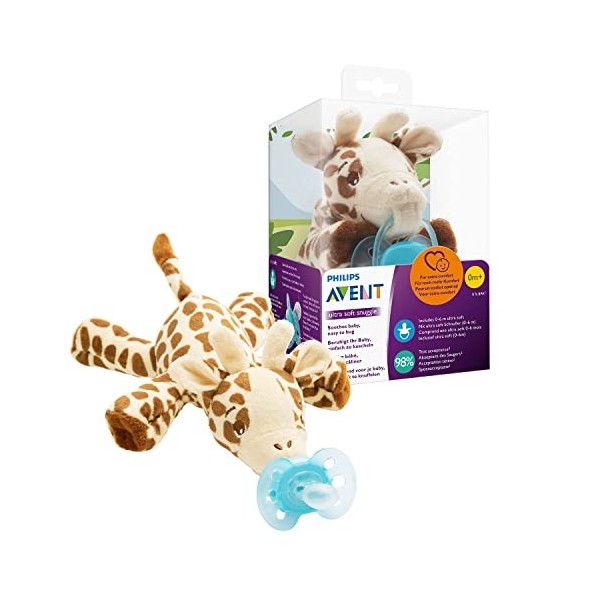 Philips Avent – Peluche avec sucette ultra douce pour les bébés âgés de 0 Mois+, Phoque ‎SCF348/14 