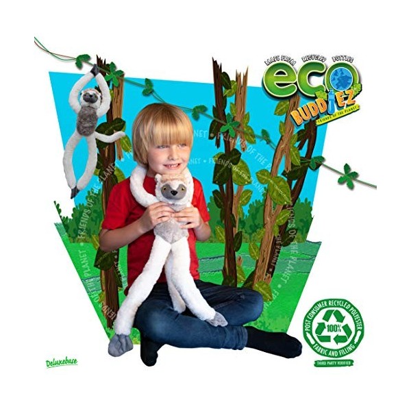 EcoBuddiez Tree Huggers - Sifaka de Deluxebase. Peluche bébé à Suspendre de 72 cm fabriquée en Bouteilles Plastique recyclées