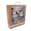 DODO DAMOUR - Coffret Doudou Carré et Hochet - Biche - 032192 - Beige - Polaire - Naissance - Peluche - Bébé - 29 cm x 22 cm