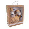 DODO DAMOUR - Coffret Doudou Carré et Hochet - Biche - 032192 - Beige - Polaire - Naissance - Peluche - Bébé - 29 cm x 22 cm