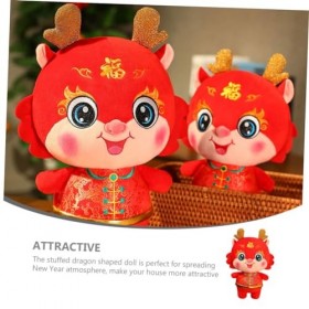 ibasenice Poupée De Dragon Chinois Décoration du Nouvel an Poupée Mascotte Animaux du Zodiaque Peluche Dragon en Peluche Orei