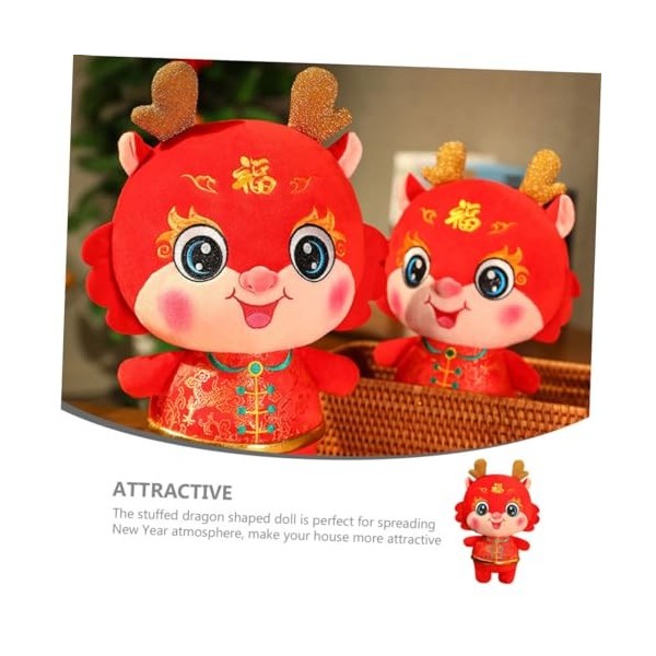ibasenice Poupée De Dragon Chinois Décoration du Nouvel an Poupée Mascotte Animaux du Zodiaque Peluche Dragon en Peluche Orei