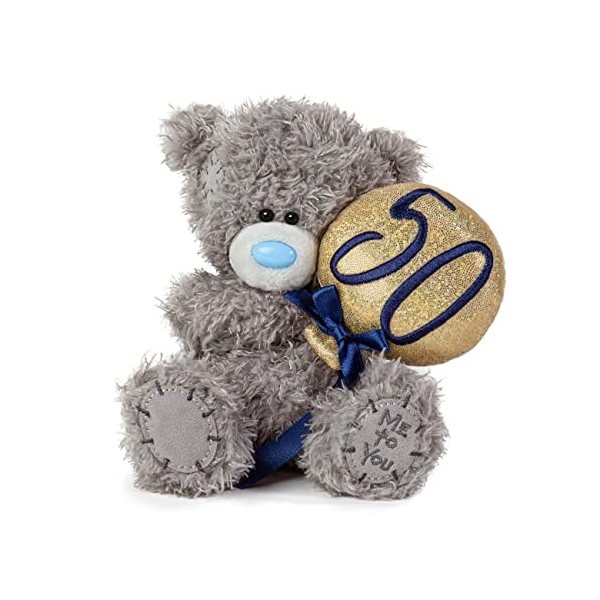 Me to You Tatty Teddy Ours 50ème anniversaire tenant un ballon 50 ans – Collection officielle Gris