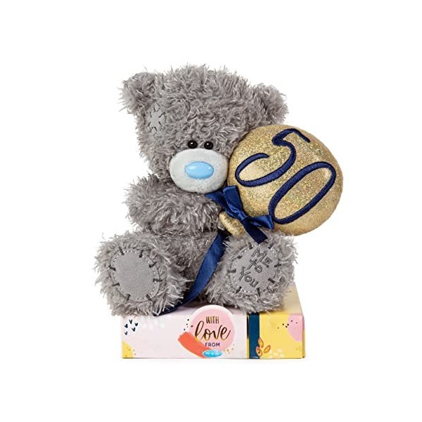 Me to You Tatty Teddy Ours 50ème anniversaire tenant un ballon 50 ans – Collection officielle Gris