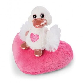 NICI Cygne en Peluche Love sur Un Cœur 10 cm, Blanc I Jouet Douillet pour Filles, Garçons et Bébés I Peluches Animaux à Câlin