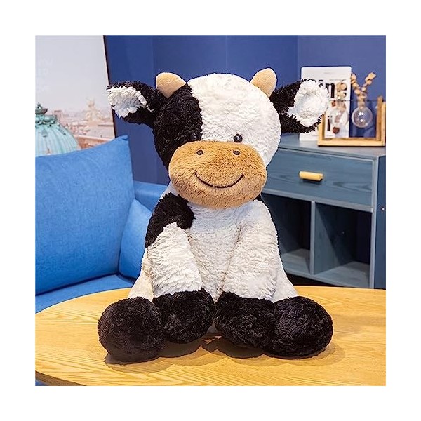 Sarah Duke Peluche de vache, noir et blanc, jouet en peluche, coussin en peluche doux, jouet pour bébé, en peluche, coussin p